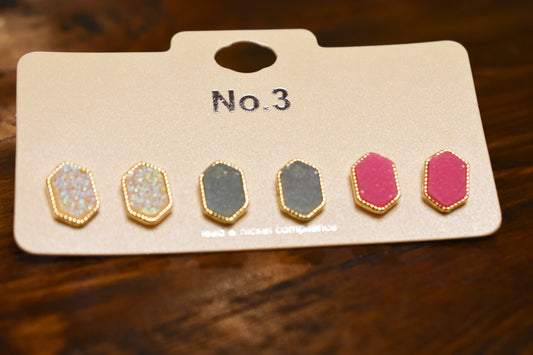 2-3pc Druzy Earrings Set