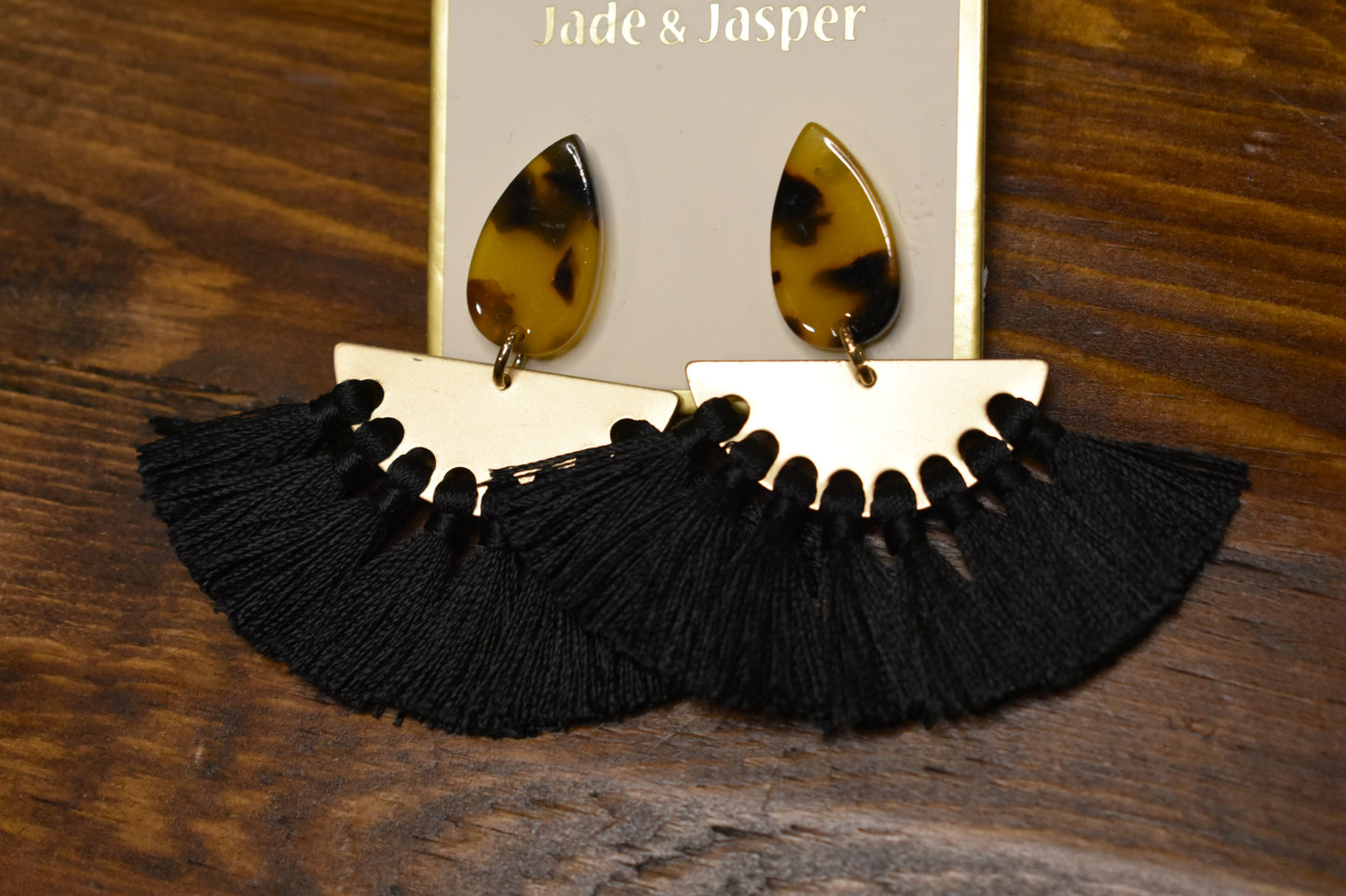 Black Fan Fringed Earrings