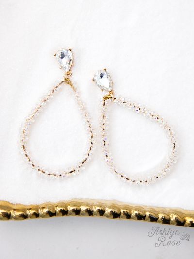 White - Be Around me Crystal Teardrop Earrings