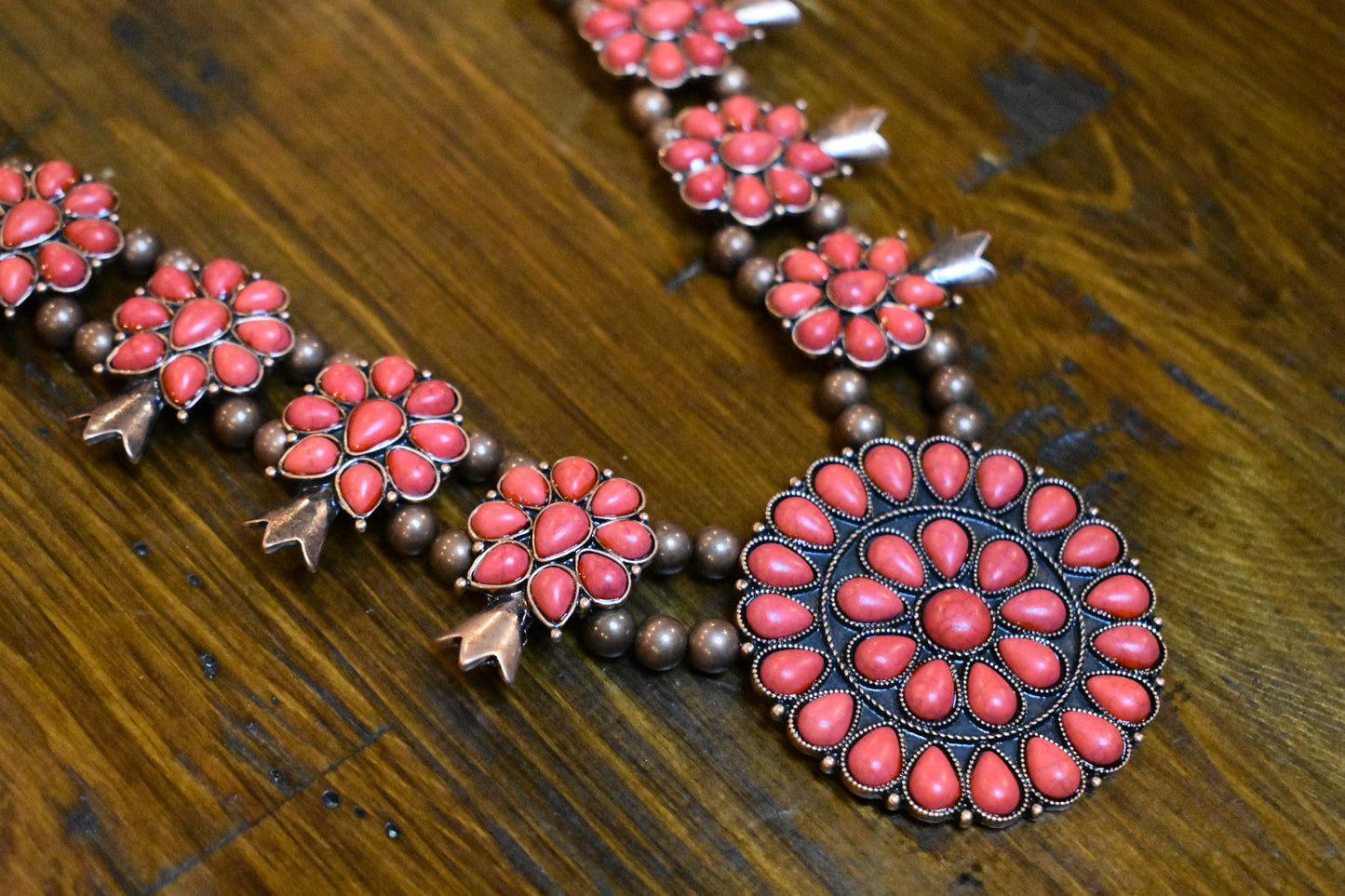 Red Concho Pendent Necklace