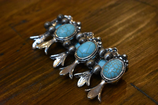 Turquoise Stone Squash Blossom Bracelet